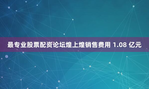 最专业股票配资论坛煌上煌销售费用 1.08 亿元